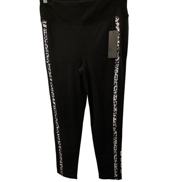 bebe Pants - Bebe Womens Printed Insert Leggings Black Leopard High Waist